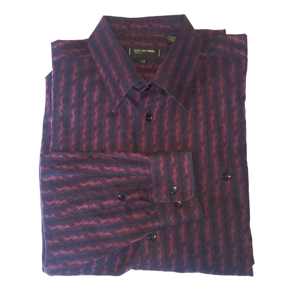Black and red cotton shirt circular pattern Large